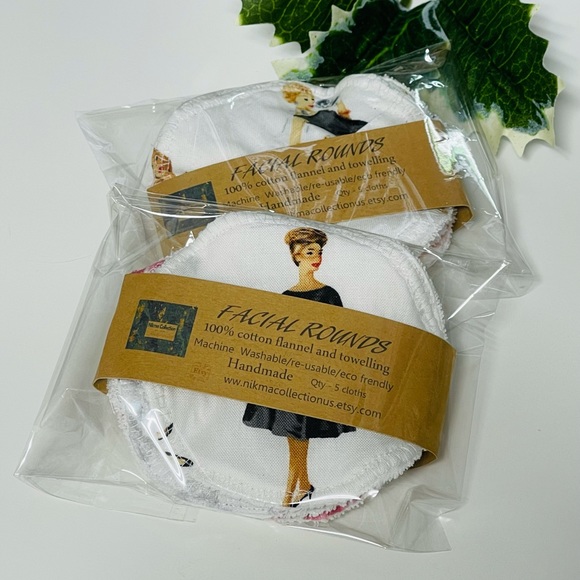 5 pc Cotton Reusable Makeup Remover Pads Wipes Washable Facial Rounds Handmade4” - Picture 11 of 11